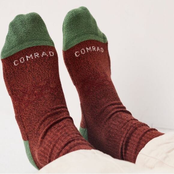 Comrad Compression Cotton Crew Socks Brown & Green Small W 5-7.5 - Picture 1 of 8